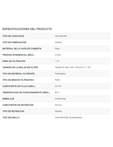 SAC FILTRANTE EATON 25 MICRONS POXL-25-P02HAY